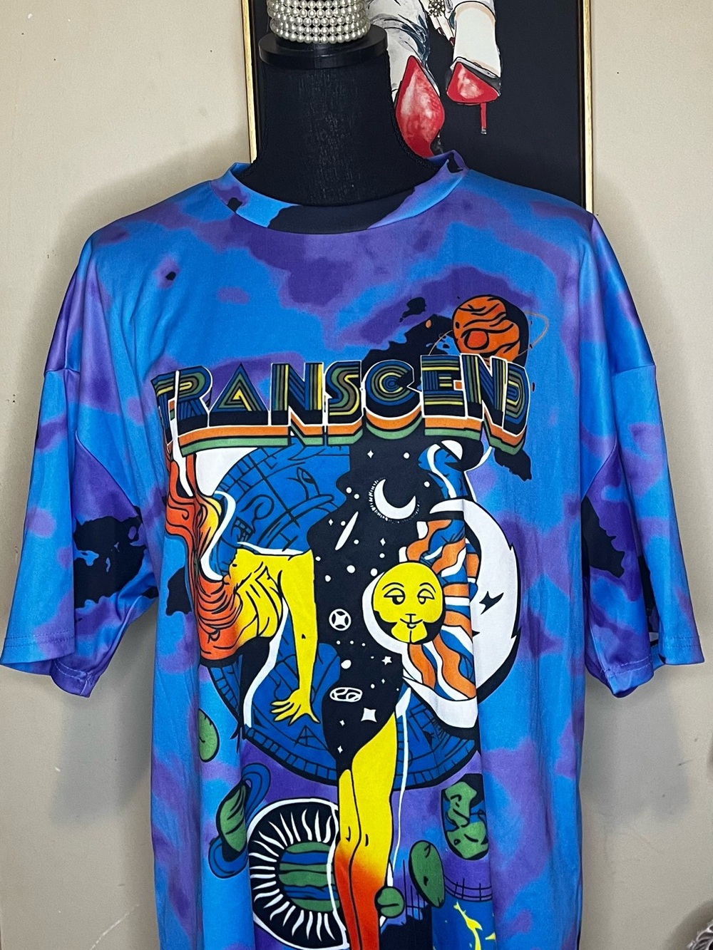 Transcend Blue Tie-Dye Graphic Short Sleeve Tee